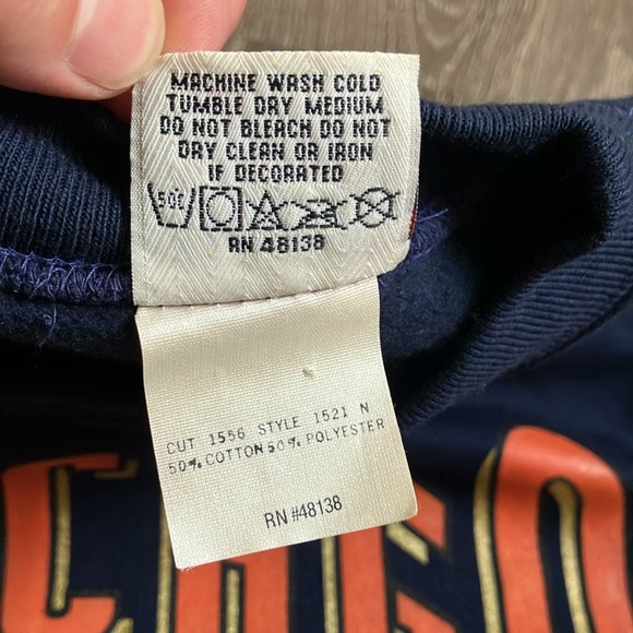 vintage 90s Chicago Bears Nutmeg Mills navy blue crewneck sweatshirt. - Picture 4 of 13